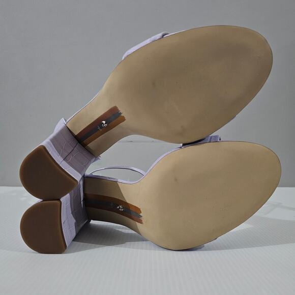 NEW Sam Edelman Yaro Block Heel Sandal Lilac Croc Embossed Leather Size 9.5 - Picture 11 of 13